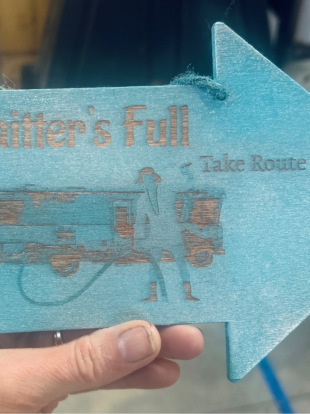 Wooden Arrow Sign "Glitter's Full" Turquoise Wall Decor